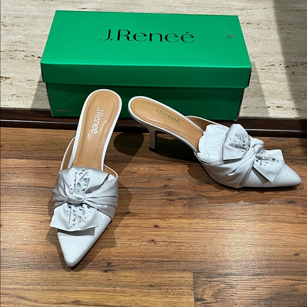 J.Renee Silver Heels with Bow Accent